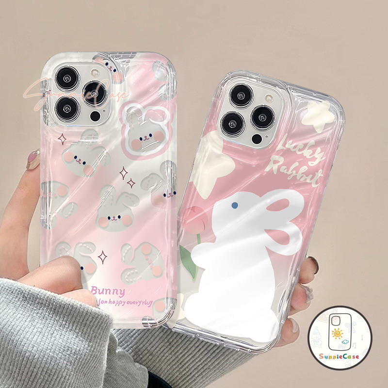 กระต่ายน้อยน่ารัก ดอกทิวลิปการ์ตูน ที่อยู่อาศัย เข้ากันได้iPhone 7Plus 15 12 11 13 14 Pro Max XR 8 14 7 15 Plus X XS Max
