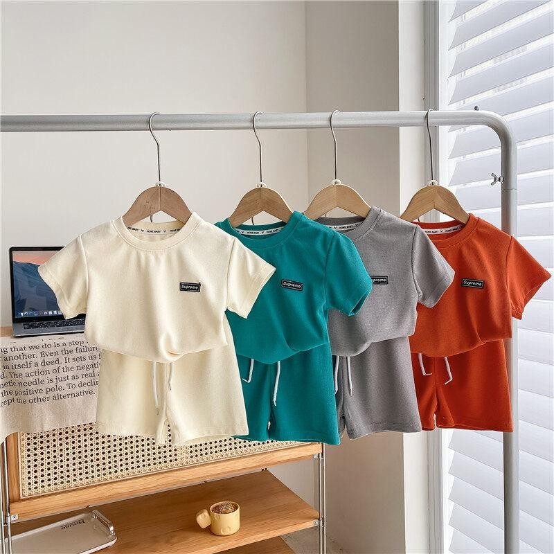 🎈🎈ชุดเด็ก สีพื้น เสื้อแขนสั้น กางเกงขาสั้น แฟชั่นฤดูร้อน เนื้อผ้าใส่สบาย🎈🎈