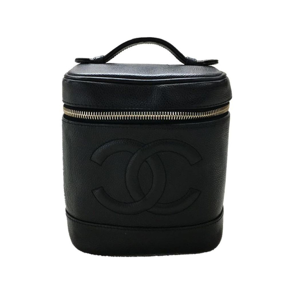 Chanel กระเป๋าถือ กระเป๋าโต๊ะเครื่องแป้ง Coco Mark Caviar สีดํา ส่งตรงจากญี่ปุ่น มือสอง
