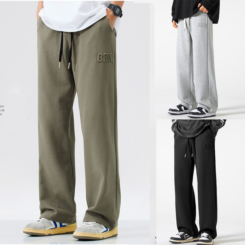 M-4XL ทรงหลวม กางเกงผู้ชาย แฟชั่นฤดูร้อน สไตล์เกาหลี ทรงกระบอก กางเกงขายาวผู้ชาย