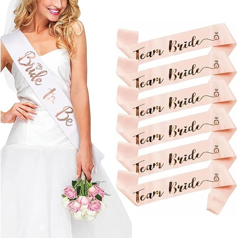 1/5/7 ชิ้นทีมเจ้าสาว Sash, ทีมเจ้าสาว Sashes + Bride to Be Sash Bachelorette เพื่อนเจ้าสาว Sashes Rose Gold เจ้าสาวตกแต่งเจ้าสาวสําหรับเจ้าสาวเจ้าสาวเจ้าสาว