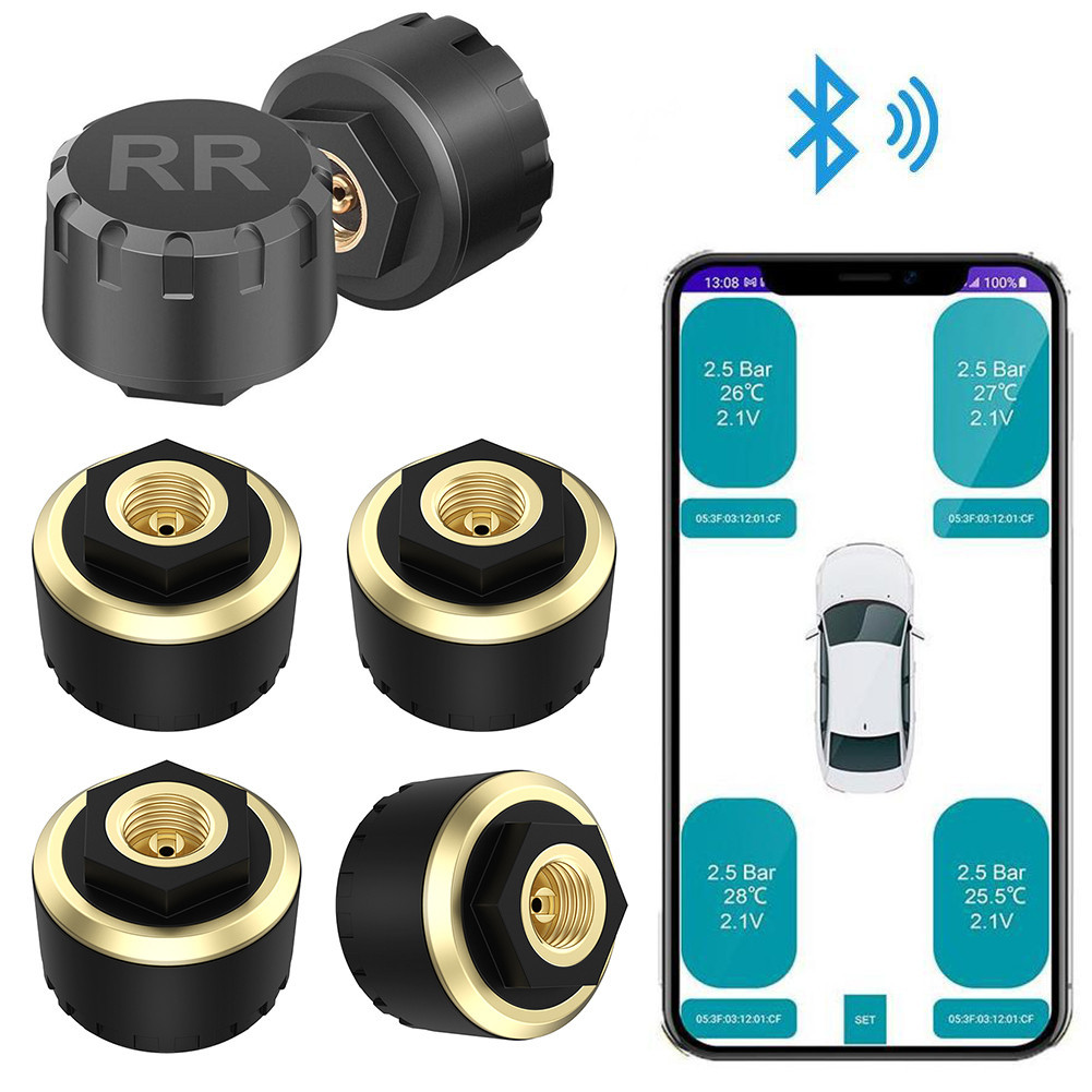 ระบบตรวจสอบความดันยางรถ TPMS Bluetooth 5.0 โทรศัพท์มือถือจอแสดงผลรถจักรยานยนต์เซ็นเซอร์ความดันยางรถสำหรับ IOS Android