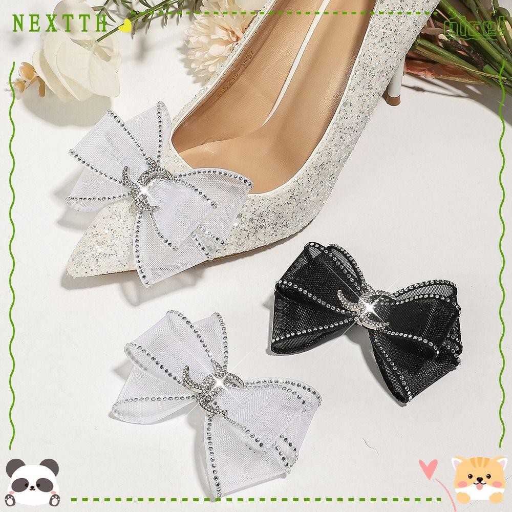 Nextth บักเกิลติดรองเท้า ประดับโบว์ พลอยเทียม แวววาว DIY สําหรับตกแต่งรองเท้า เสื้อผ้า รองเท้าเจ้าสาว งานแต่งงาน 1 ชิ้น