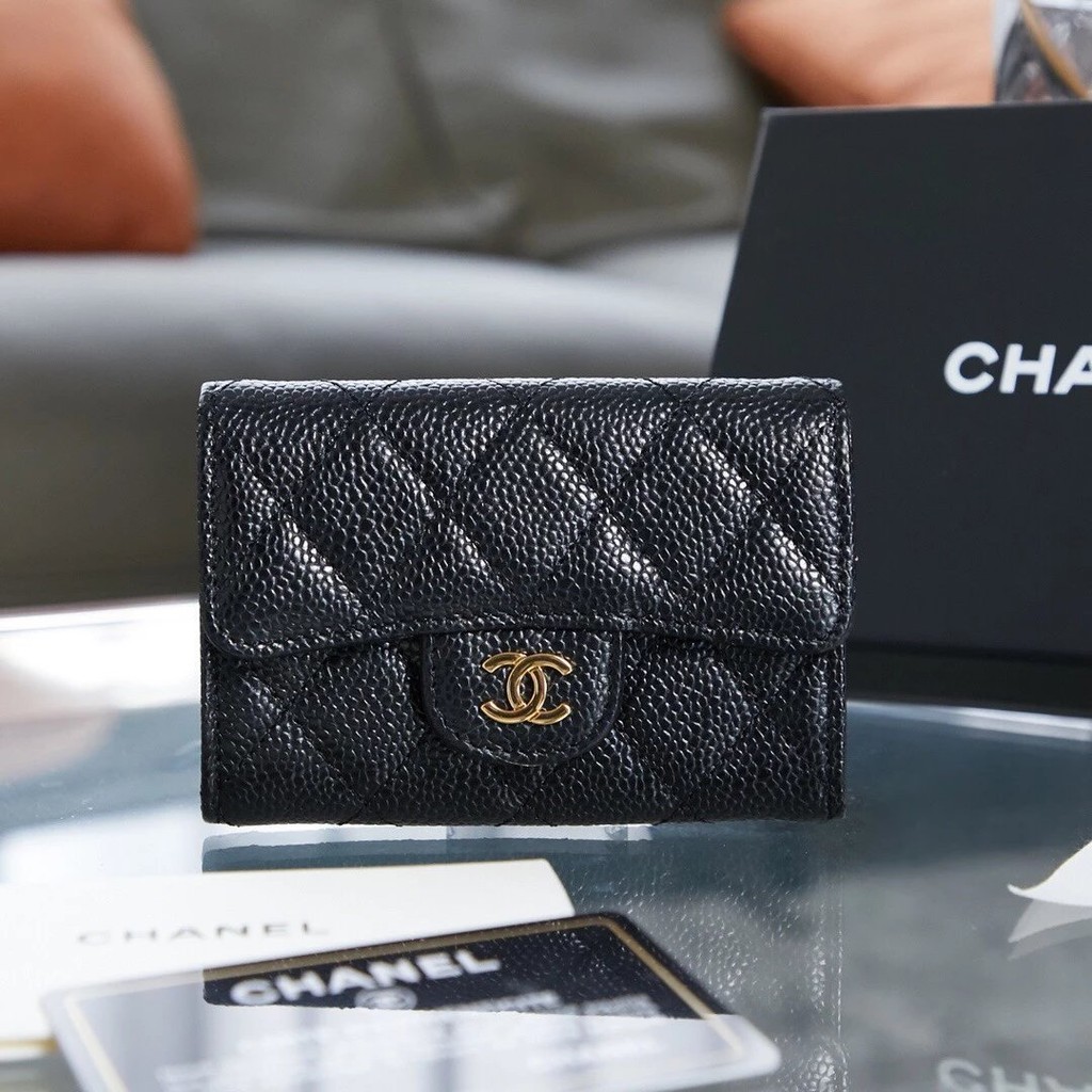 [คุณภาพสูง] Chane * Chanel กระเป๋าใส่เหรียญ หนังวัวแท้ ใส่บัตรได้