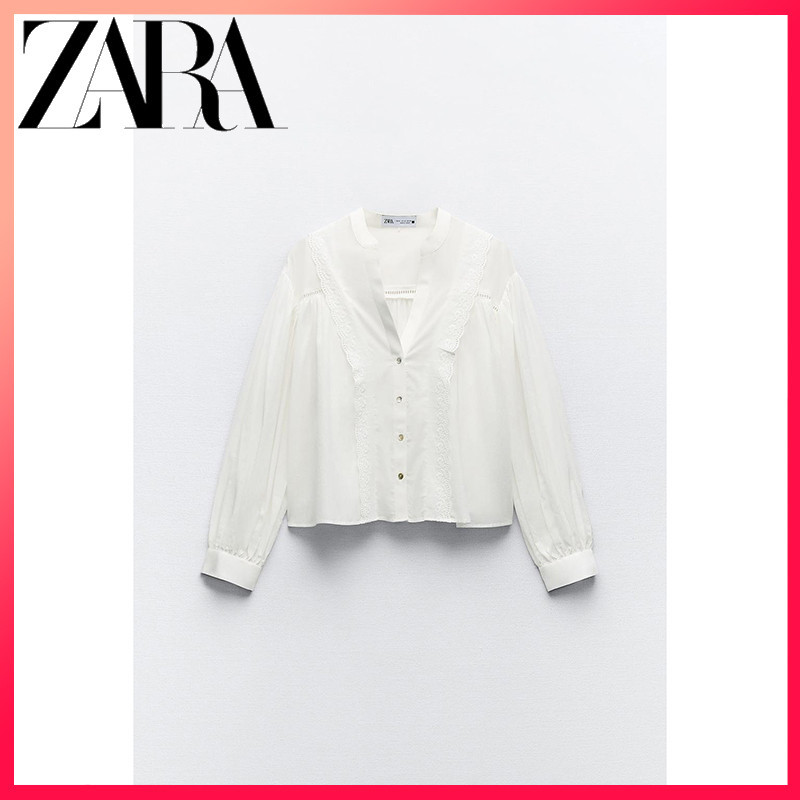 Zara24 สินค้าใหม่ เสื้อลูกไม้ แนวตั้ง ฤดูใบไม้ผลิ สําหรับผู้หญิง