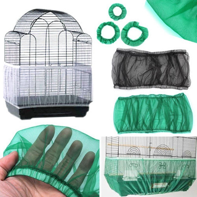 Universal Mesh Bird Cage Cover Shell Skirt Net Easy Cleaning Seed Catcher Guard Bird Cage Stretchy Mesh Parrot Bird Cage Net - รูปที่ 2