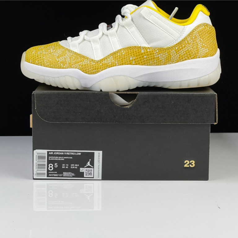 Air Jordan 11 Retro Low "yellow python" aj11 รองเท้าผ้าใบลําลอง สําหรับผู้ชาย ผู้หญิง เหมาะกับการเล่นบาสเก็ตบอล
