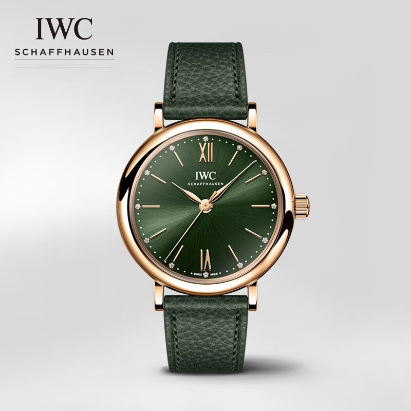 Iwc IWC IWC) Botao Fino Series นาฬิกาข้อมืออัตโนมัติ 34 Diamond Swiss Watch สีเขียว สําหรับผู้หญิง
