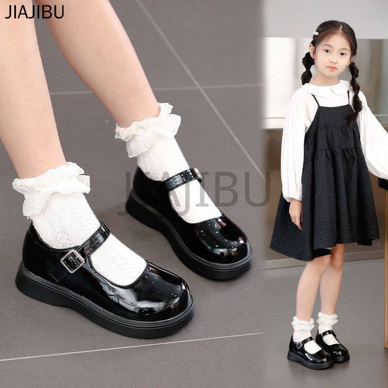Korean Fashion Platform Mary Jane Shoes for Kids Girls Round Toe British Small Leather Shoes Fashion
