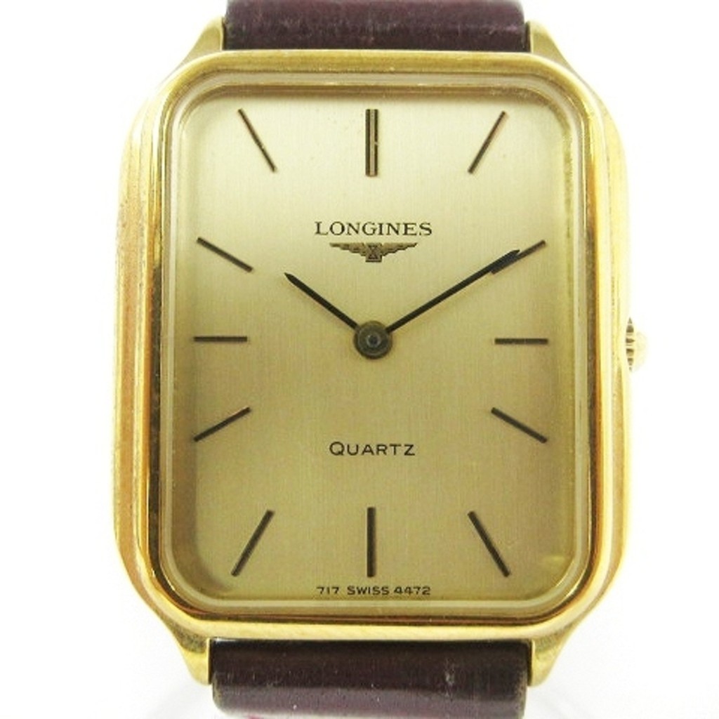 Longines นาฬิกาข้อมือควอตซ์ อะนาล็อก หน้าปัดสี่เหลี่ยม สีทอง ■Sm0 ส่งตรงจากญี่ปุ่น มือสอง
