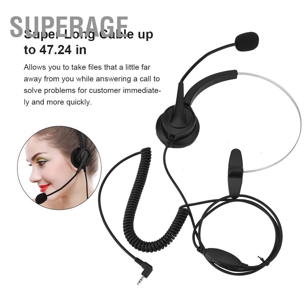 Superage ชุดหูฟังโทรศัพท์ไร้สายปรับเสียงรบกวนได้ 2.5 มม. ชุดหูฟังโทรศัพท์ชุดหูฟัง Call Center