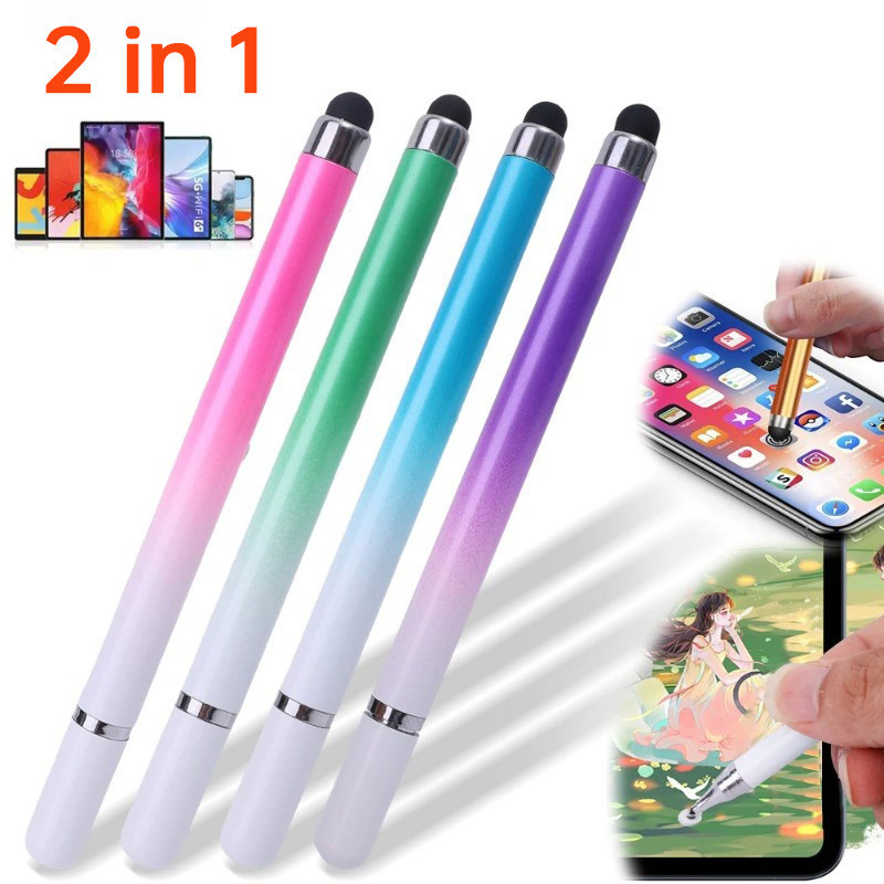2 In 1 ปากกาสไตลัส หน้าจอสัมผัส แบบหัวคู่ เข้าได้กับ Android Smart Phone และแท็บเล็ต Ios Iphone IPad – โปรปัง