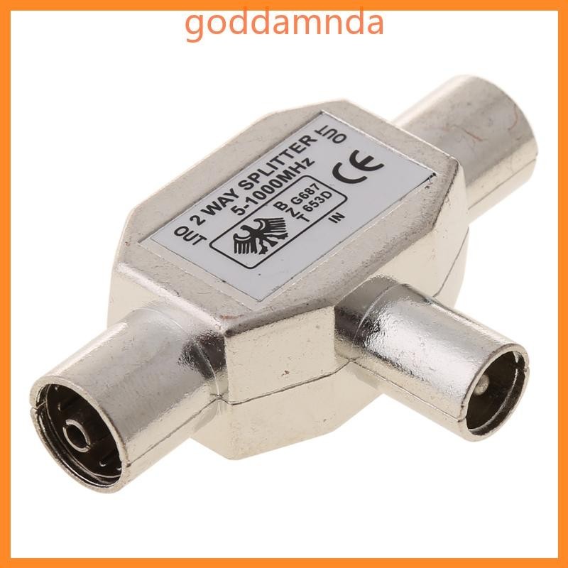 Godd อะแดปเตอร์แยกสายโคแอ็กเชียลทีวี 2 ทาง ตัวผู้ 1x เป็นตัวเมีย 2 ชิ้น