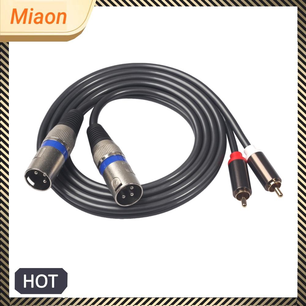 Dual XLR Male to Dual RCA Male Audio Signal Patch Adapter Cable 1.5m/4.9ft สีดํา