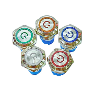 Switch 16mm สวิตช์เหล็ก กดติด กดดับ กดติด ปล่อยดับ ไฟ12-24VDC 5ขา มีของพร้อมส่งในไทย