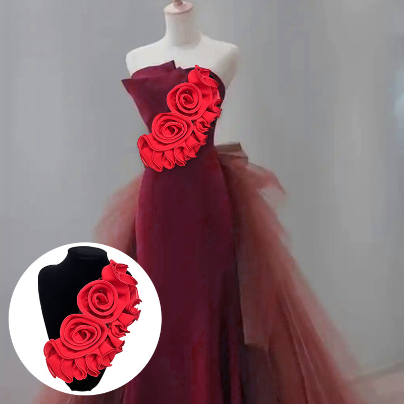 คู่มือสามมิติดอกไม้เข็มกลัดตกแต่งลูกไม้หน้าอกดอกไม้ตาข่ายผู้หญิง ทําเอง ชุดแต่งงานขาอุปกรณ์เสริม เสื้อยกทรง