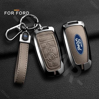 Ford ฝาครอบรถหนัง ปลอกรถ ฝาครอบโลหะผสมสังกะสี เคสป้องกันสมาร์ทคีย์ เคสกุญแจรถยนต์ พวงกุญแจรถยนต์ พวงกุญแจ อุปกรณ์เสริมรถยนต์ Ford Ranger Raptor Everest Fiesta Focus Mustang Escape Ecosport STI