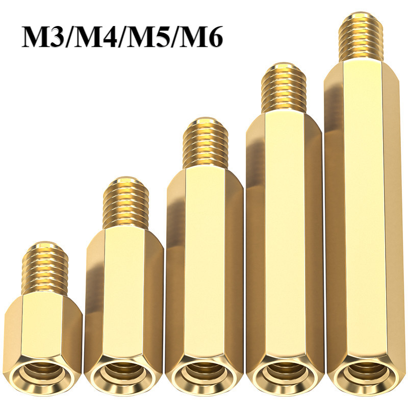 M3/m4/m5/m6 ทองแดงเสาทองเหลือง Standoff Circuit Spacer สกรูน็อตบอร์ด PCB,โพสต์ทองแดงหกเหลี่ยม,โพสต์สกรูทองแดงหัวเดียว,คอมพิวเตอร์กรณีเมนบอร์ดสกรู,สนับสนุนโพสต์