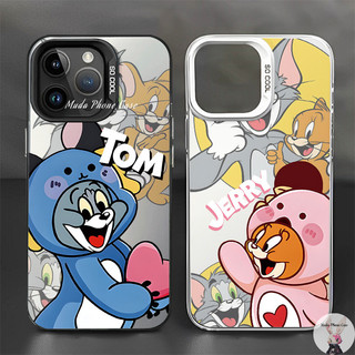 🔥COD🔥Cute Couple TPU Matte Case ใช้ได้กับ iPhone 11 12 13 14 15 16 PRO MAX X XR XS MAX แมวและเมาส์ กรณีโทรศัพท์คุณภาพสูง