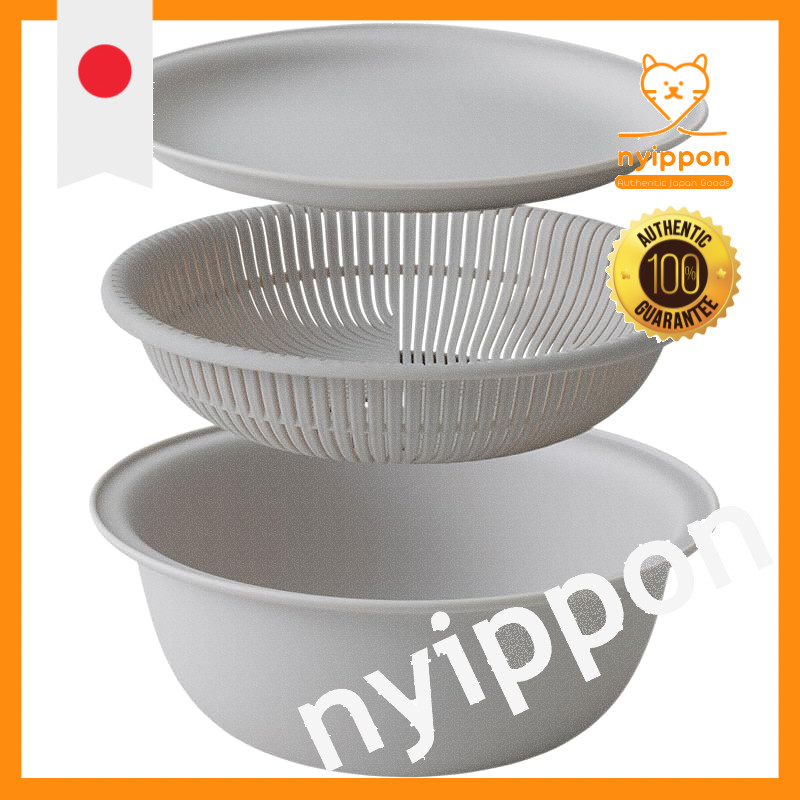 Marna Multi-Depth Strainer Bowl Set 21cm with Tray, Microwave & Dishwasher Safe, Gray Options