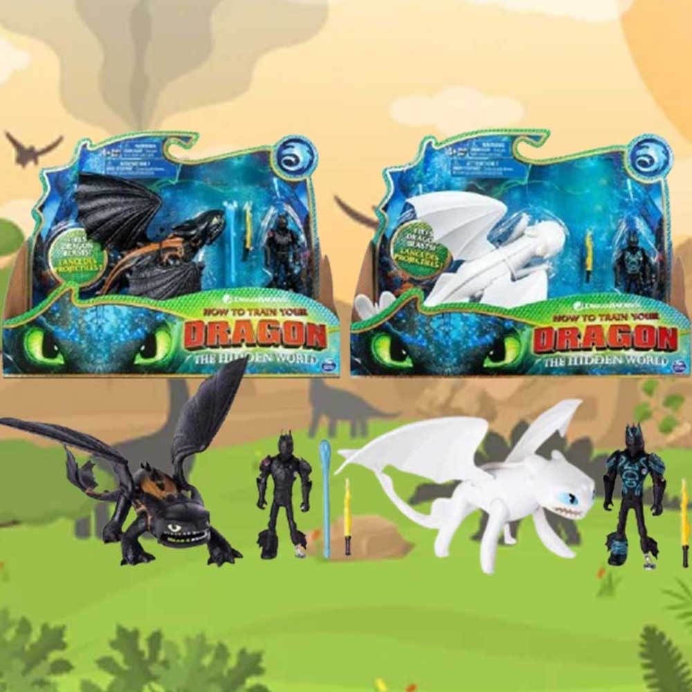 How to Train Your Dragon The Hidden World Toothless Night Fury Light Fury black white dragon Action 
