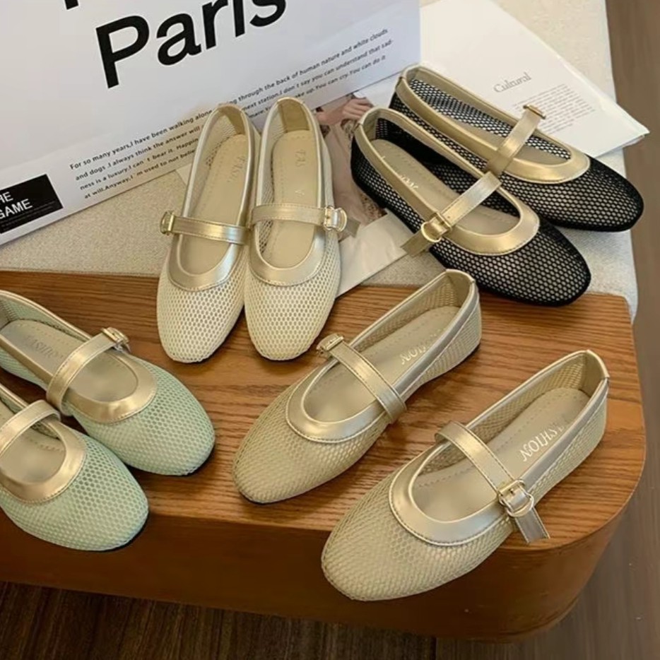 พร้อมส่งจาก กทม. รองเท้าแมรี่เจน ตาข่ายสวยไม่กัดเท้า Mary jane shoes ใส่สบายระบายอากาศ
