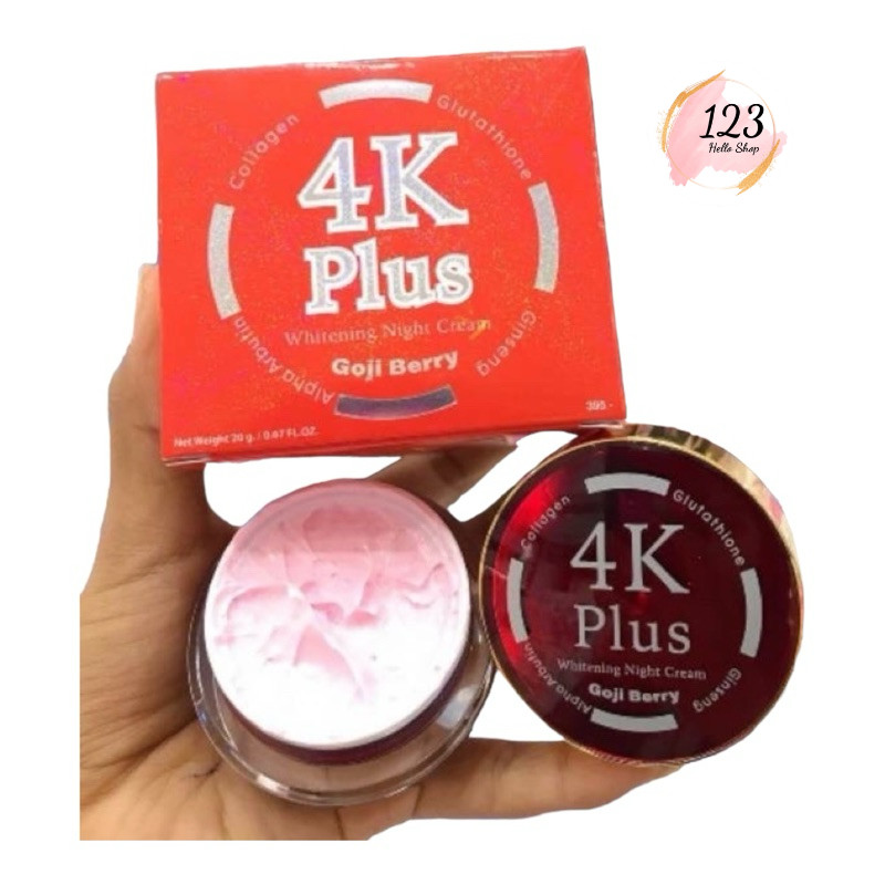🔺 4K Plus Goji Berry Whitening Night Cream 20 g 4เค พลัส ไวท์เทนนิ่ง ไนท์ ครีม โกจิ เบอร์รี่ ✨