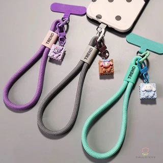 สายคล้องโทรศัพท์และพวงกุญแจ สายคล้องข้อมือแบบทอลายการ์ตูนสั้นสำหรับกลางแจ้ง สายคล้องมือสายรัดข้อมือแบบถัก-CY