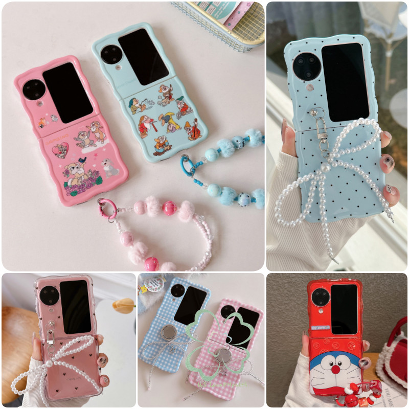 เคสโทรศัพท์มือถือแบบนิ่ม กันกระแทก แต่งจี้ไข่มุก พร้อมสายคล้องข้อมือ แฟชั่น สําหรับ OPPO Find N3 N2