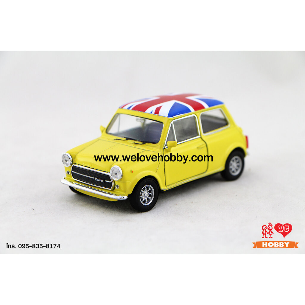 โมเดลรถ Mini Cooper 1300 สีเหลือง Scale 1:34-1:39