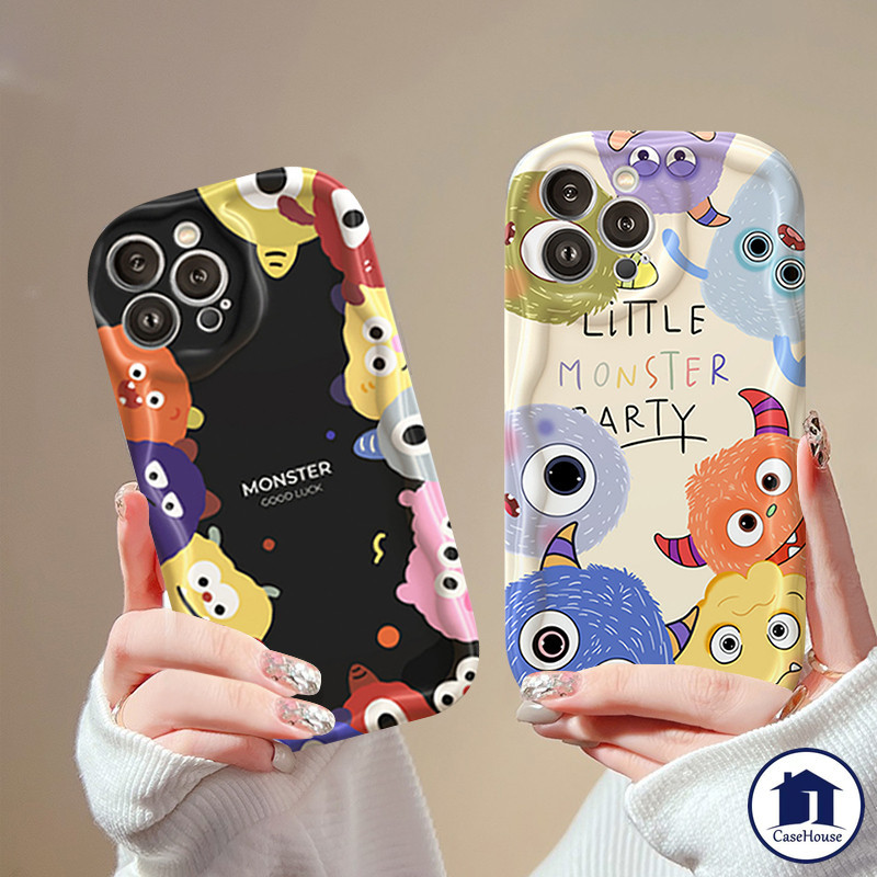 ส่งจากไทย การ์ตูนน่ารักมอนสเตอร์ซอฟท์เคสเข้ากันได้กับ iPhone 11 13 15 Pro Max XR 7 8 Plus 12 14 Pro Max X XS Max