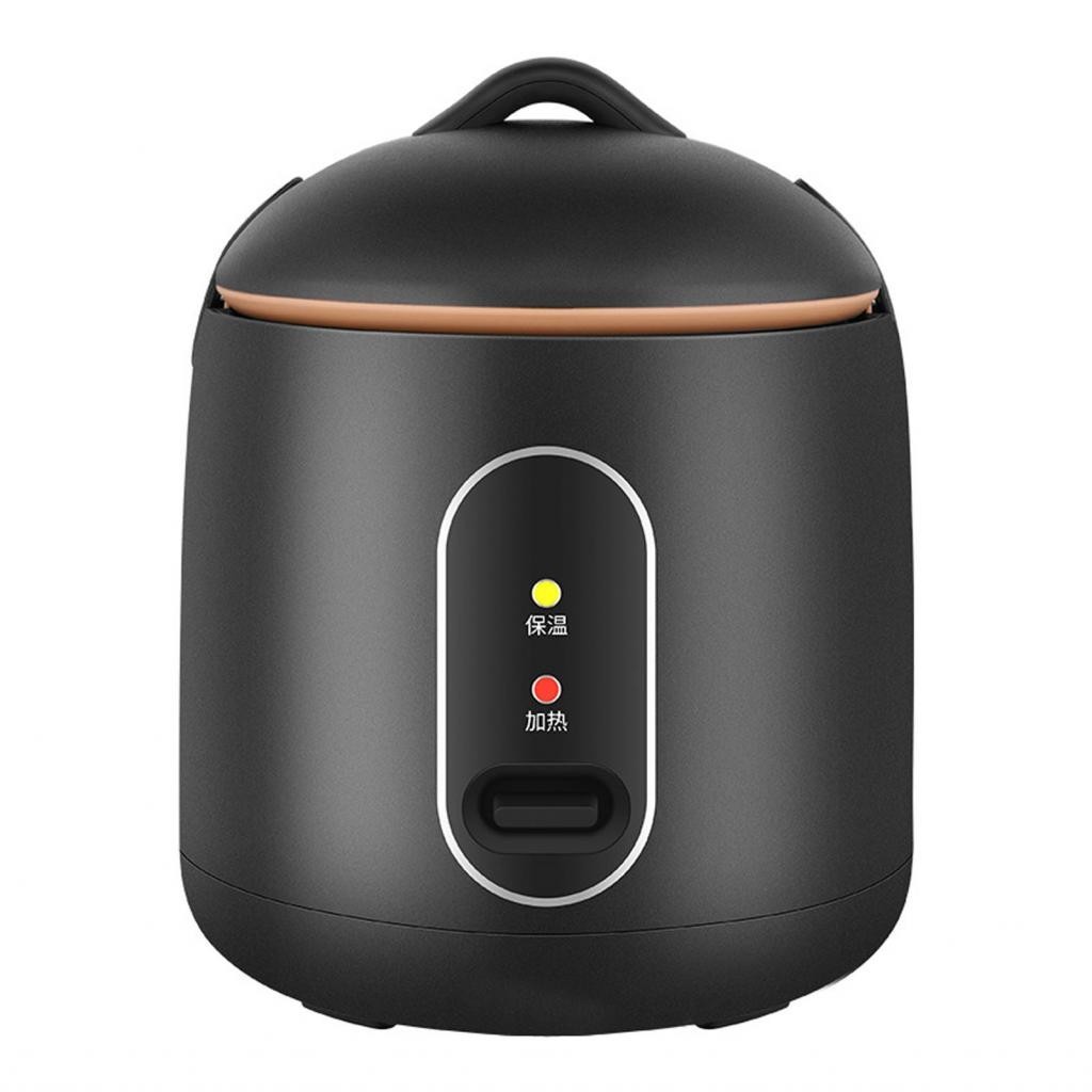 Home Mini Rice Cooker Black Small Dormitory Automatic 1.2L Thermal with Steaming Pot Liner