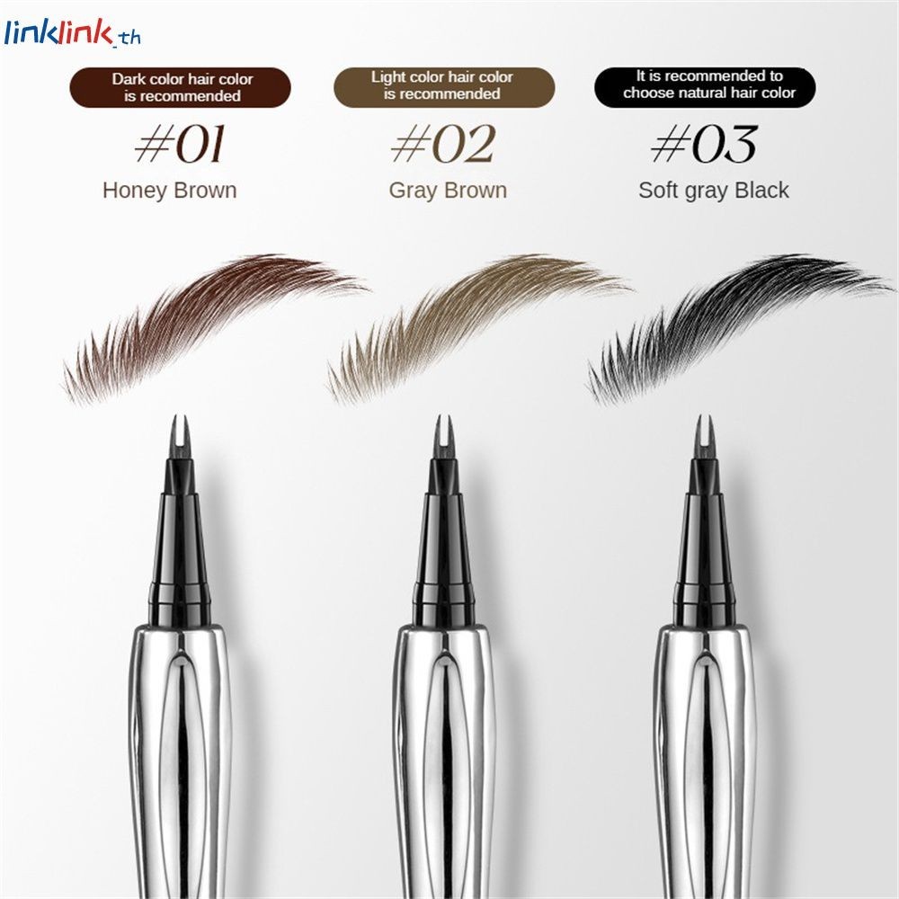 2 Forked Eyebrow Ink Pen Long Lasting 3d Fork ดินสอเขียนคิ้วกันน้ำ Linklink