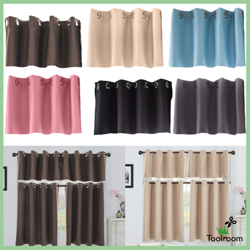 [ มี 6 สี และ 2 ขนาด ผ้าม่านครึ่งหนึ่ง สําหรับห้องครัว คาเฟ่