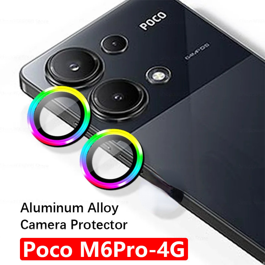 สําหรับ Xiaomi Poco M6 X6 F6 Pro M6Pro Redmi 13 2024 Eagle Eye เลนส์กล้องฟิล์ม PocoM6 PocoM6Pro Redmi13 HD โค้งกระจกนิรภัยโลหะกล้องแหวน Protectors หน้าจอปกหลัง