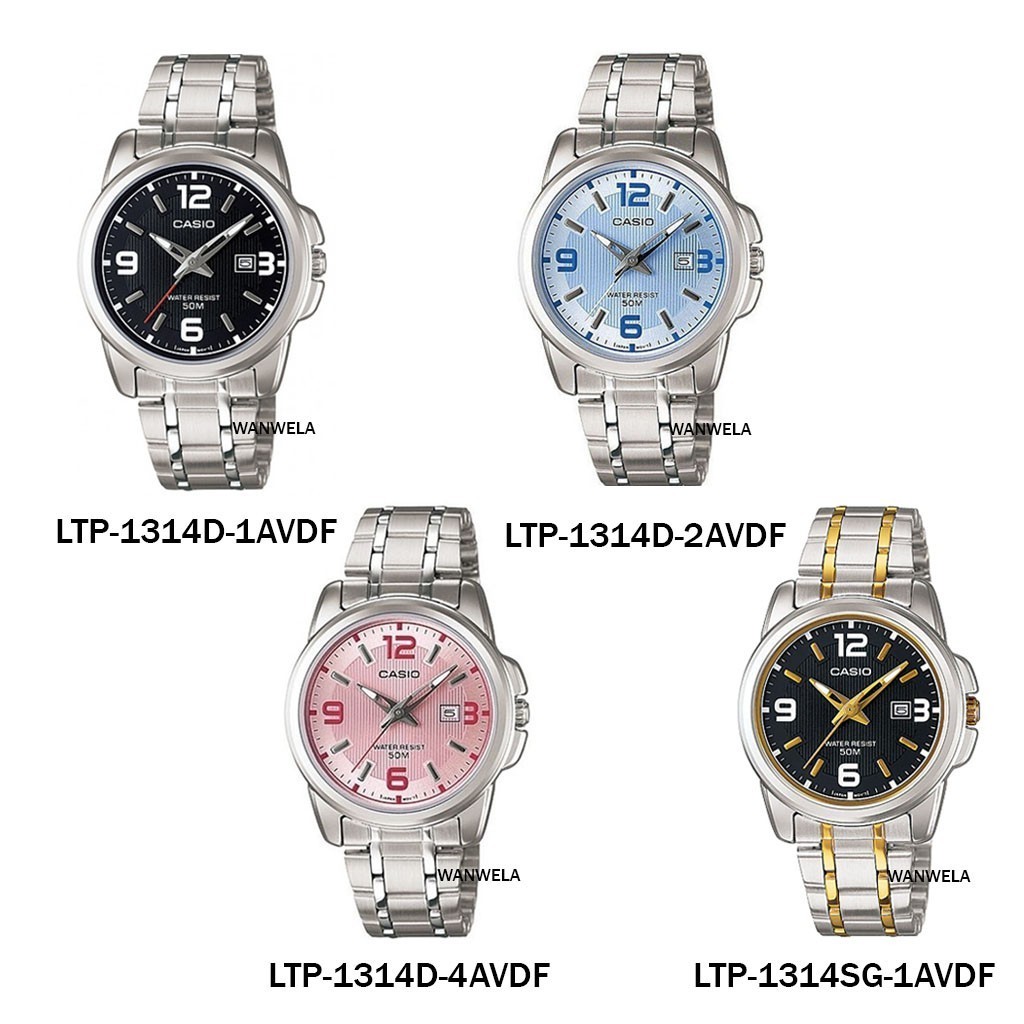 นาฬิกาสายหนัง ของแท้ นาฬิกาข้อมือ Casio ผู้หญิง รุ่น LTP-1314 (สายสแตนเลส)