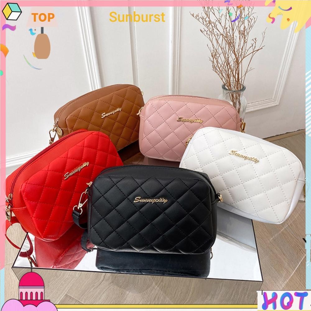 [Sunburst11.th] กระเป๋าสะพายไหล่ หนัง PU ปักลาย สําหรับผู้หญิง