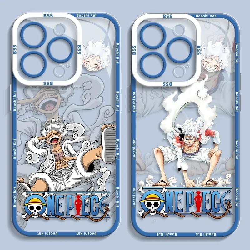 ปลอกสําหรับiphone 11 Pro Max 13 14 15 12 Mini 6s 6 7 8 Plus X XS XRกรณีฝาครอบซิลิโคนใสอะนิเมะOne Piece Nica Luffy Coolการ์ตูนพิมพ์กันชน