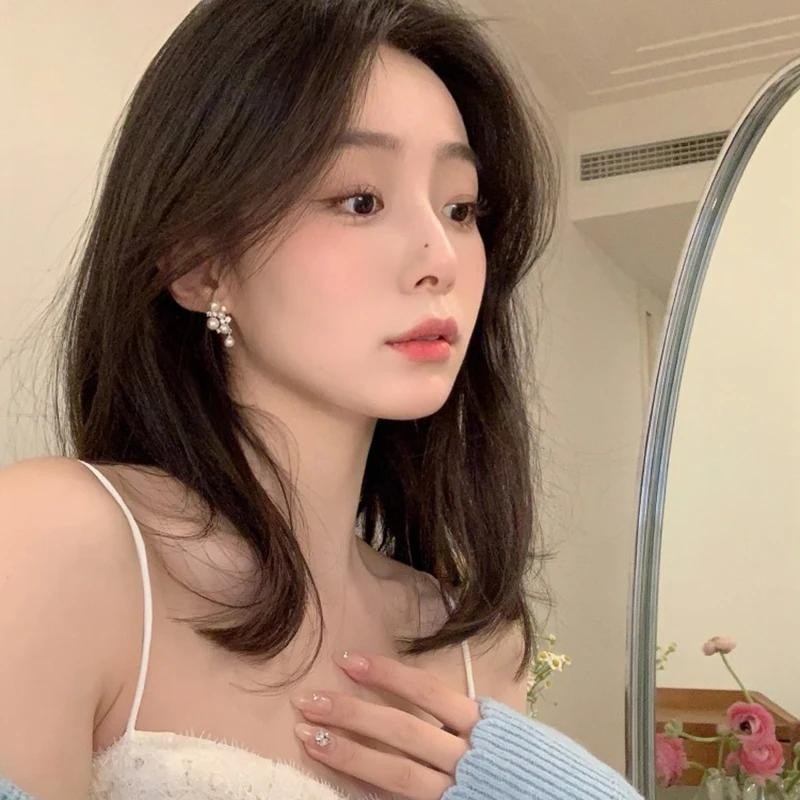 ต่างหูแบบหนีบ รูปไม้องุ่น ประดับมุก ไม่ต้องเจาะรู CEY465