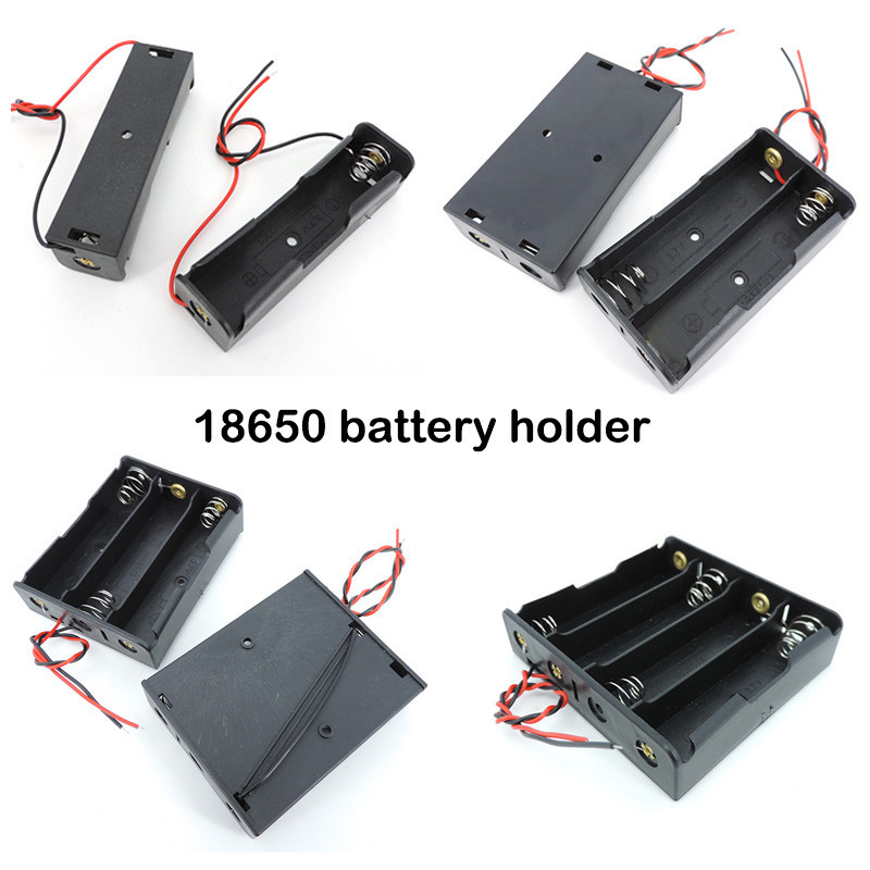 กล่องเก็บแบตเตอรี่ พลาสติก 18650 1 2 3 4 ช่อง 3.7v 1 2 3 4 ช่อง 2Pin THH1 สีดํา DIY