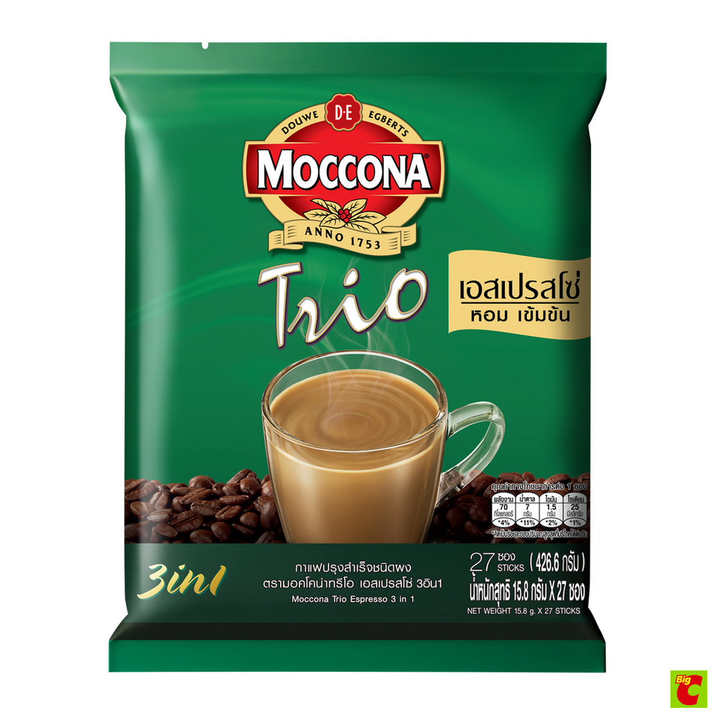 มอคโคน่า ทรีโอ เอสเปรสโซ่ 3 อิน 1 กาแฟปรุงสำเร็จชนิดผง 15.8 ก. แพ็ค 27