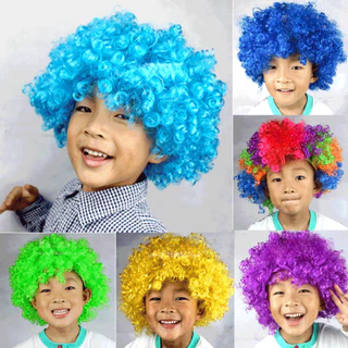 พร้อมส่ง วิกผมอุปกรณ์ประกอบการแสดงตัวตลกฮาโลวีน วิกผมแอฟโฟรหลากสีสัน วิกผมพัดฟุตบอลโลก