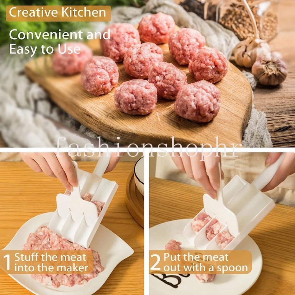 เครื่องทํามีทบอล 3/4 แม่พิมพ์ทําลูกชิ้นปลา ข้าวปั้น ข้าวปั้น ทําอาหาร โฮมเมด บอลเกอร์ คลิป เครื่องมือครัว - รูปที่ 2