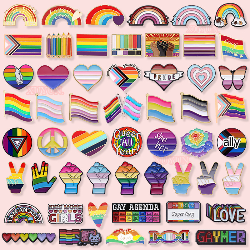 LGBT เข็มกลัด รูปธงหัวใจ สีรุ้ง เข็มกลัด รูปธง Love Is Love Rainbow LGBT สีรุ้ง เหมาะกับของขวัญ สําหรับเพื่อนรัก