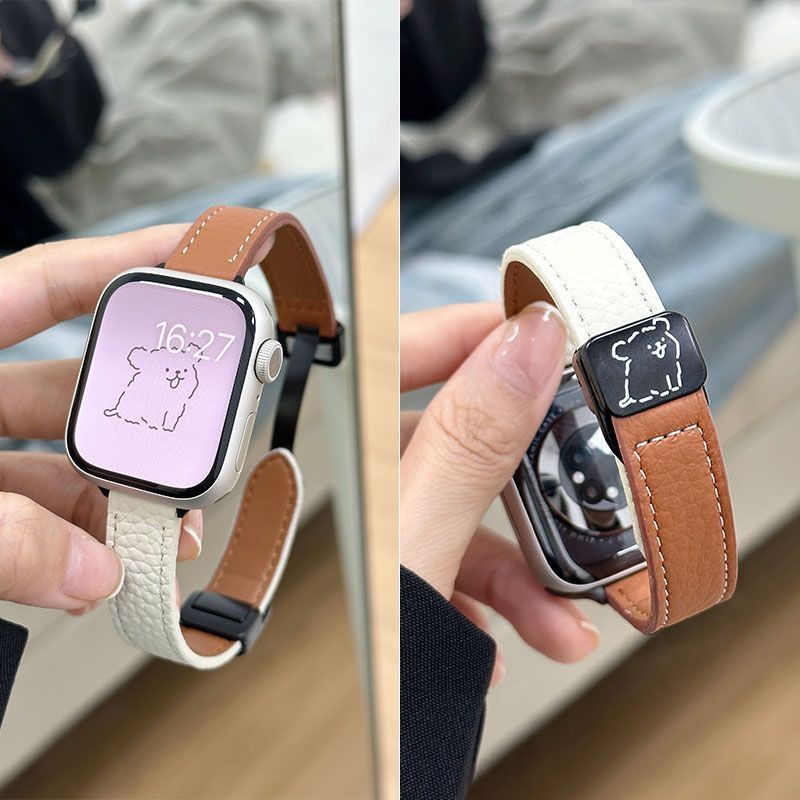 สายนาฬิกาข้อมือหนัง แม่เหล็ก พิมพ์ลายสุนัข สําหรับ Apple Watch 9876