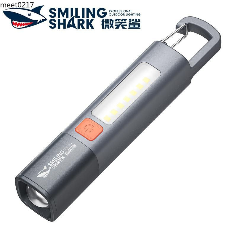 Smiling SHARK ไฟฉาย LED ขนาดเล็ก สว่างมาก ชาร์จไฟได้ กันน้ํา สําหรับตั้งแคมป์