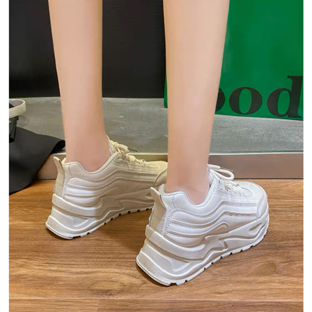 Ann.Fashion รองเท้าผ้าใบส้นตึก ผ้าใบเสริมส้น ปลายรองเท้าแหลม ทรงสปอร์ต แฟชั่นเกาหลี #sy97