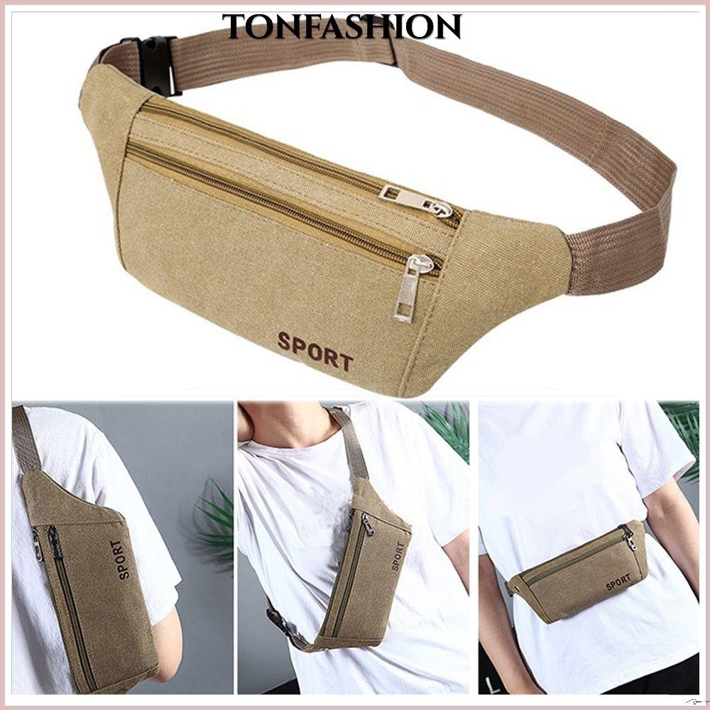 Tonfashion กระเป๋าคาดเอว ผ้าแคนวาส แฟชั่น สําหรับผู้หญิง ผู้ชาย