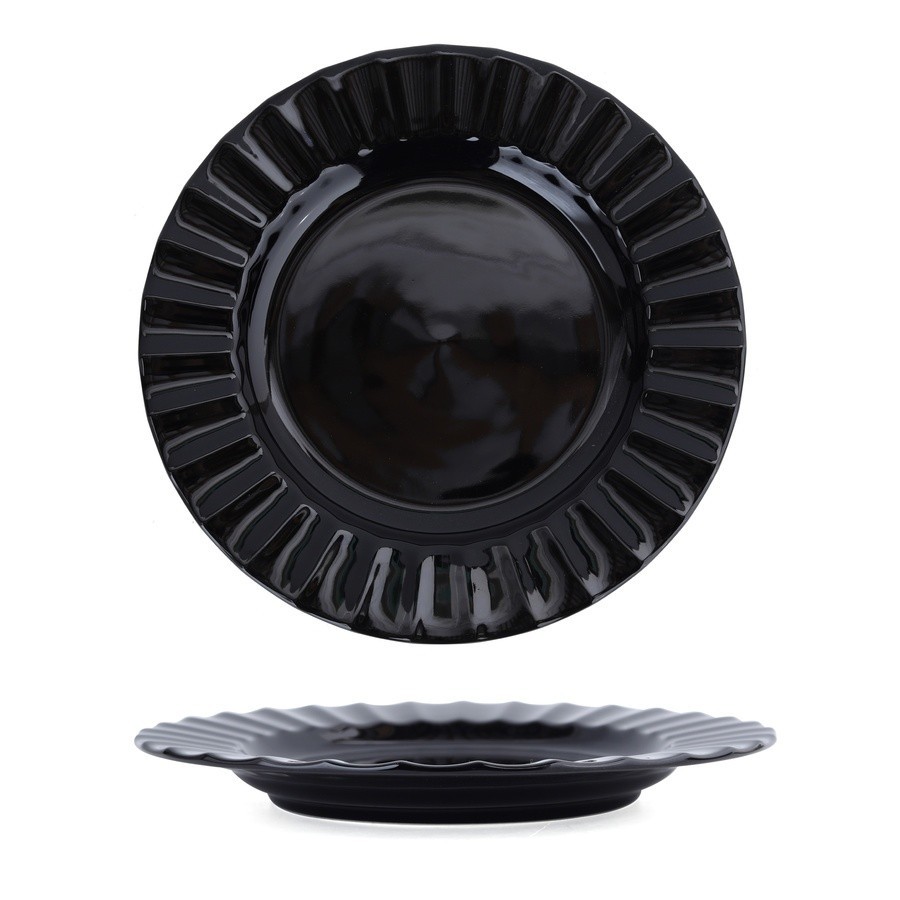 GlobalHouse ADAMAS จานเซรามิค 10.5 นิ้ว SNOOZE-BL02 สีดำ สินค้าของแท้คุณภาพดี