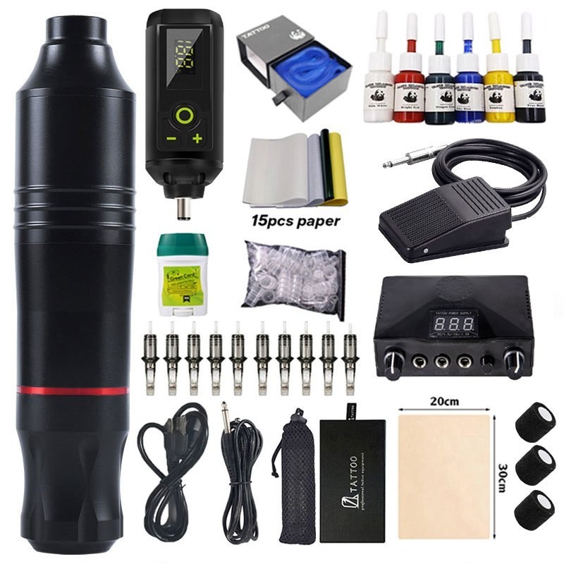 ชุดเครื่องมือสัก แบตเตอรี่พาวเวอร์ซัพพลาย DC พร้อมมอเตอร์โรตารี่ไร้สาย
